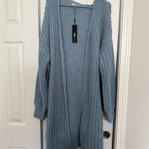 Fashion Nova Bed of Lies Light Blue Knit Sweater